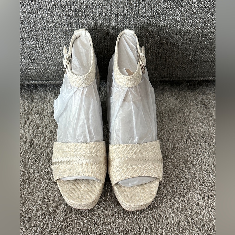 Naturalizer Pearly Eggshell Woven Ankle-Strap Sandals